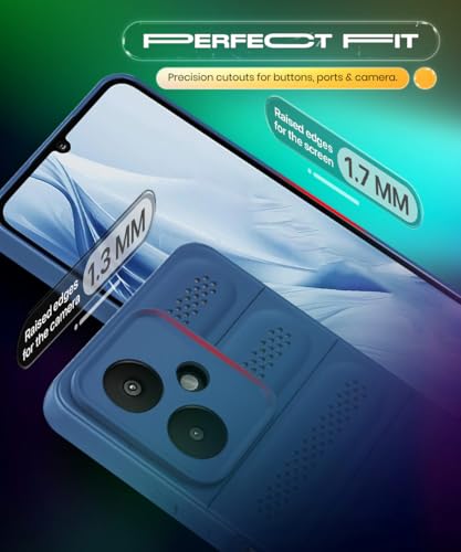 Image of WOW IMAGINE Ultimate Silicone Back Cover Case for Mi Redmi 13C 5G | Redmi 13C 4G | Poco M6 5G | Poco C65 | Heat Dissipation Soft TPU | 360 Camera Protection | Breathable Cooling Holes - Deep Blue