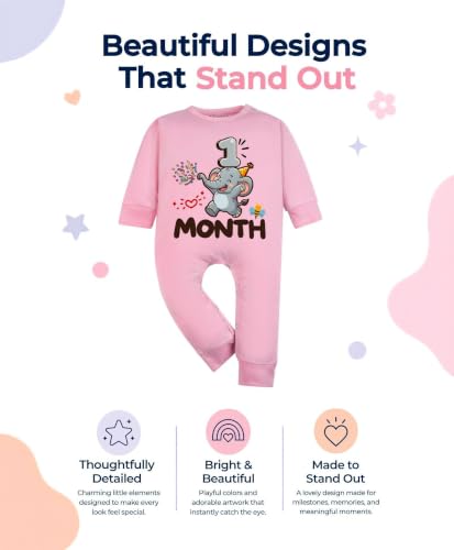 Image of ARVESA 1 Month Baby Milestone Jumpsuit for Baby Boy and Baby Girl Cotton 0-12 Months Design No 1793-1 Month
