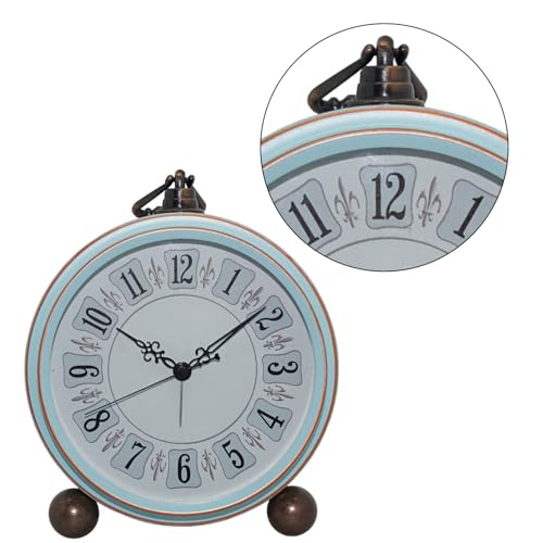 Image of Quiet Table Clock with Easily to Read Roman Numeral Suitable for Bedroom Office Workshop Metal Frame Clock