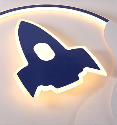 Miniatura 7 de LAKIQ Lámpara de techo LED para dormitorio de niños, diseño de cohete azul de dibujos animados, temática de avión, lámpara de montaje empotrado,