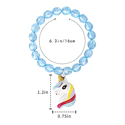 5pc Colorful Unicorn Bracelet, Little Girl Animal Jewelry, Teens Kids Owl Pendant Beaded Bracelet Girl Party Favor Pretend Play Jewelry4