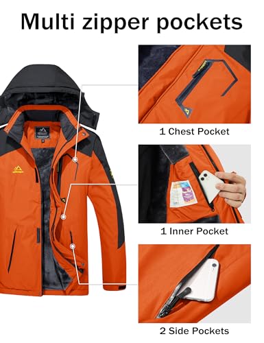 Image of MAGCOMSEN Men's Winter Coats Waterproof Ski Snow Jacket Warm Fleece Parka Raincoats With Multi-Pockets