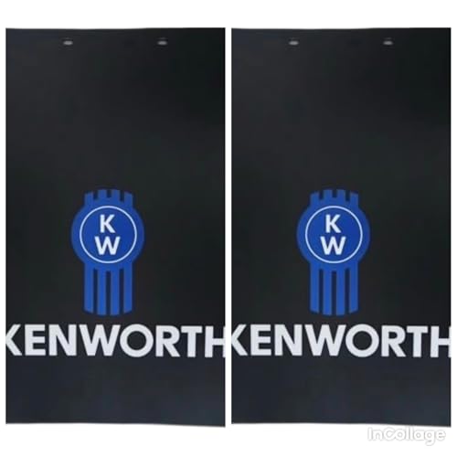 Semi Truck 24x30 Black Mudflap with Blue Logo | 1 Pair | Compatible with Kenworth
