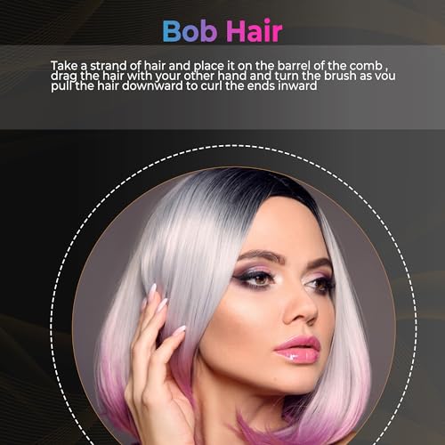 Image of Thermal Brush-Blowout brushs,10 Temperatures LCD Display Upgrade to 400F 1.5 in Heated Round-Brush Curling Iron Heated Ceramic Tourmaline Ionic Comb 110-240V Volum for Any Hair Type