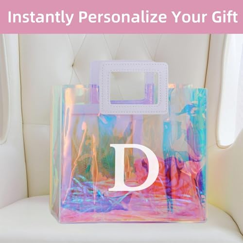 Sac cadeau réutilisable 27,9 cm avec initiale D holographique - 2
