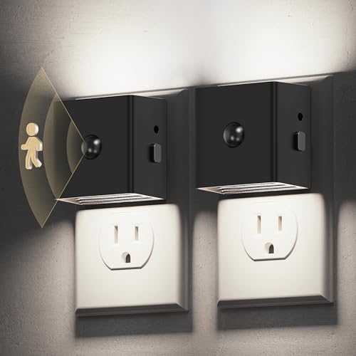 Image of L LOHAS LED Motion Sensor Night Light, [2-Pack] Motion Activated Night Light, Motion Sensor and Dusk to Dawn Sensor, Brightness Adjustable, 5000K Daylight White Nightlight for Bathroom Hallway Kitchen