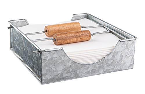 Royalty-Art-Rustic-Napkin-Holder-with-Dual-Wooden-Handles-Square-Country-Style-Galvanized-MetalHeavy-Duty-Kitchen-Dining-Room-Paper-Storage-Indoor-Outdoor-Use 41xZ8rMtC L