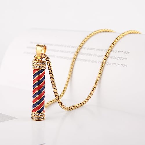 STWTR Stainless Steel Gold-Plated Hair Salon Lamp Pendant Necklace, Men'S And Women'S Revolving Lamp Barber Shop Pendant Necklace4
