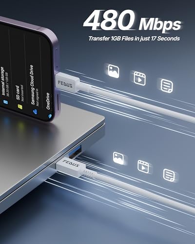 Image of FEDUS ZETTA-X8I 45W Type C to Type C Cable 1M, 5A PD PPS Super Fast Charging 2.0 Original for Samsung Galaxy S26 /S25 /S24 Ultra, iPhone 17 /16 /15 Pro, MacBook M4, 480Mbps Android Auto Data Sync Cord