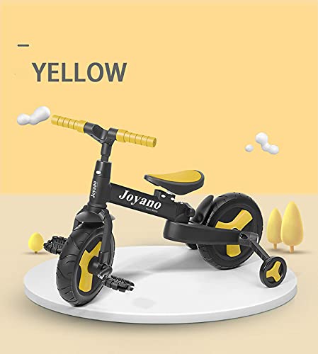 Joyano 5-in-1 Kids Tricycle/Balance Bike/Push Bike with Pushbar for 2-8 Yrs Kids (Yellow)