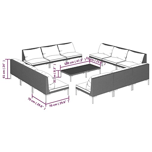 Tidyard 13-TLG. Lounge Gartenmöbel Set, Loungemöbel Garten Rattan, Terrassenmöbel, Gartenmöbel Lounge Sofa, Poly Rattan… – Bild 6