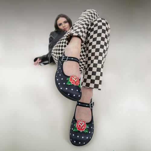 Image of Hot Chocolate Design Women's Mary Jane Flat Shoes - Mary Jane Flat Dress Shoes with Non-Marking Rubber Sole Adjustable Buckle-Strap, Adjustable Buckle-Strap and Cushioned Inner Sole with Arch Support