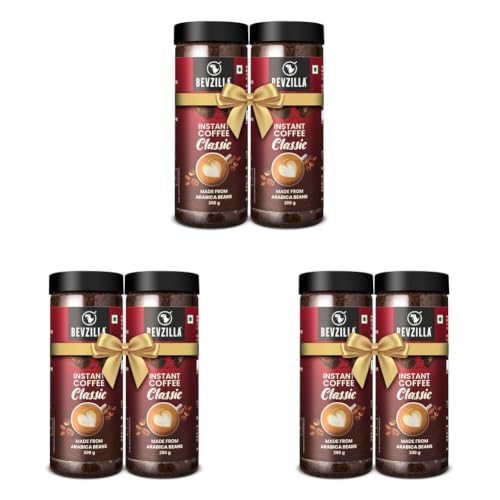 Image of Bevzilla 400 Gram (200GMx2) Classic Instant Coffee Powder | Arabica Beans | Perfact For Espresso, Latte & Cappucino | Enjoy Hot & Cold (Pack of 3)