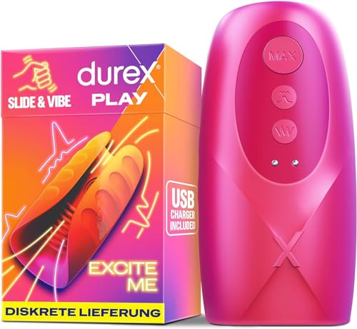 Durex Slide & Vibe Masturbator - Sex Toy mit 3 Leck- & 7 Vibrationsmodi - Vibrator Sexspielzeug für Männer & Paare - Wasserfest, leise & USB-aufladbar