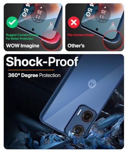 Image of WOW IMAGINE Shockproof Hybrid Back Cover for Motorola Moto G34 5G | Moto G45 5G | Hard Slim fit Back Case | PC & TPU | Clear Transparent Case - Blue
