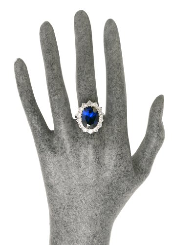 Royal Family Kate Middleton Engagement Inspired Ring Blue Sapphire Color CZ3