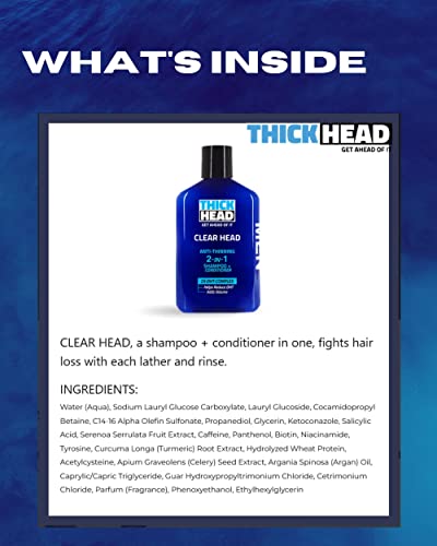 Thick Head Clear Head Anti-Thinning 2 In 1 Shampoo And Conditioner For Men Ultra Thickening Formula For Thicker Fuller Hair - Free Of Sulfates, Parabens, And Dyes - 11.7 Fl Oz #TOP4