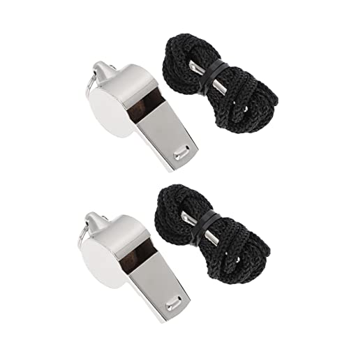 Silbatos metálicos con cuerda para árbitros 2 piezas miniatura 1