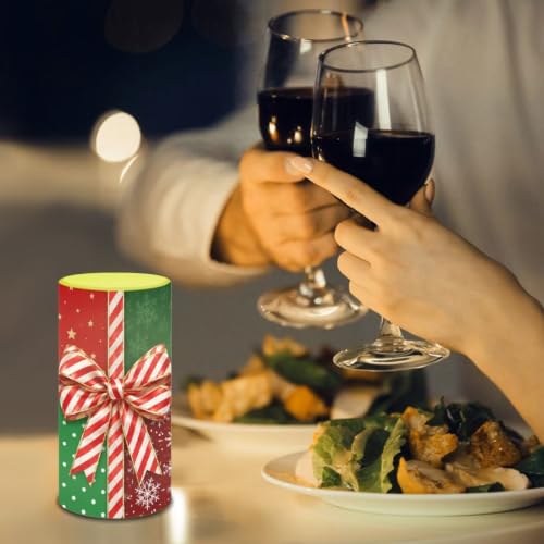 Image of Poceacles Flameless Light Candles Battery Operated Candles with Color Changing Timer Remote Control Tealights for Christmas Party Festival Decor, Christmas Bow Green Red