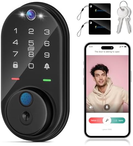 Smart Lock with Camera, Fingerprint Keyless Entry Deadbolt Lock, ...