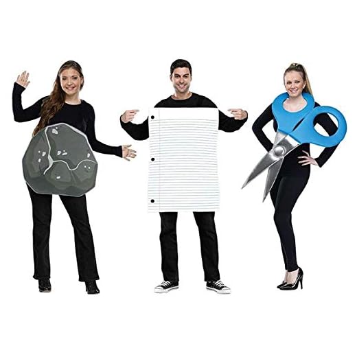 Disfraz grupal de piedra, papel y tijera para adultos - Estándar