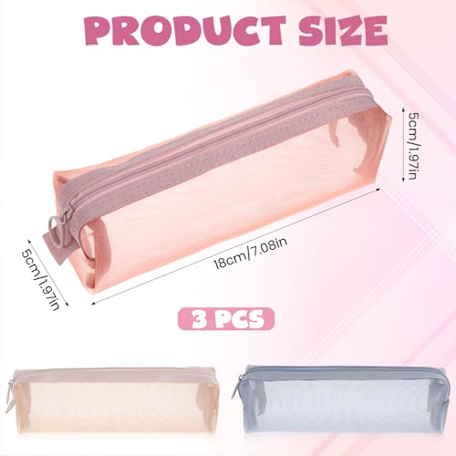 3PCS Mesh Zipper Pouch Bags, Mesh Makeup Brush Bag Portable Travel Cosmetic Bag Multifunctional Clear Bags with Zipper for Home Office Supplies Cosmetics Makeup Travel Accessories2