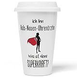 JUNIWORDS To-Go Becher mit Deckel, Ich bin Hals-Nasen-Ohrenärztin. Was ist deine Superkraft? (5931813)