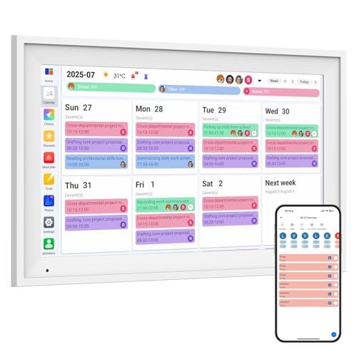 15.6-inch Smart Digital Calendar, 1080P Digital Planner for Family Schedules with Chore Chart, Meal Planner, Reward System & Picture Frame, Easy Setup