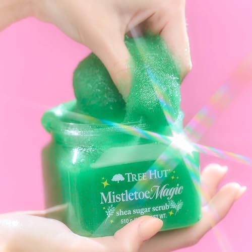 Image of Tree Hut Mistletoe Magic Shea Sugar Scrub, Exfoliating, Hydrating & Moisturizing Body Scrub with Shea Butter & Nourishing Essential Oils, Smooth & Soften Skin, Limited Edition Holiday, 18 oz