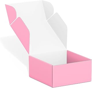 50 Pack TONESPAC 4"x4"x2" Pink Small Shipping Boxes for Small Business | 3-Layer Corrugated Cardboard, Super Sturdy, Easy Fold, No Tools, for Shipping, Mailing, Gift Packaging, Small Business
