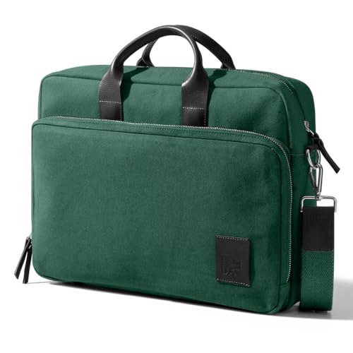 Image of DailyObjects 100% Cotton Canvas Commute Laptop Messenger Bag for Men & Women | Travel Shoulder Handbag With Trolley Sleeve | Metal Zip Closure | Leather Handles | Padded Laptop Compartment For 14 inch