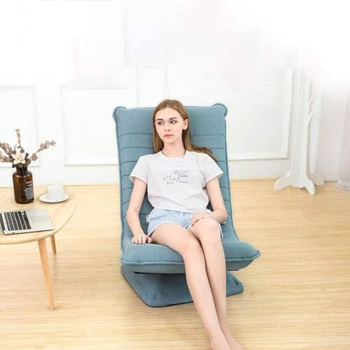 Image of Kawachi Alloy Steel Folding Swivel Nirvana Moon Chair Leisure Lounge Sofa 360 Degree Rotation Adjustable Recliner Bedroom Floor Chair (Blue)