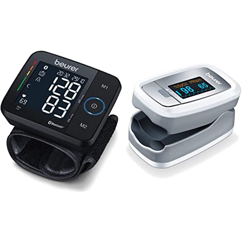 Tensiomètre au poignet Beurer BC 54 connecté Bluetooth, technologie par inflation & PO 30 - Oxymètre de pouls digital pour la mesure de la saturation en...