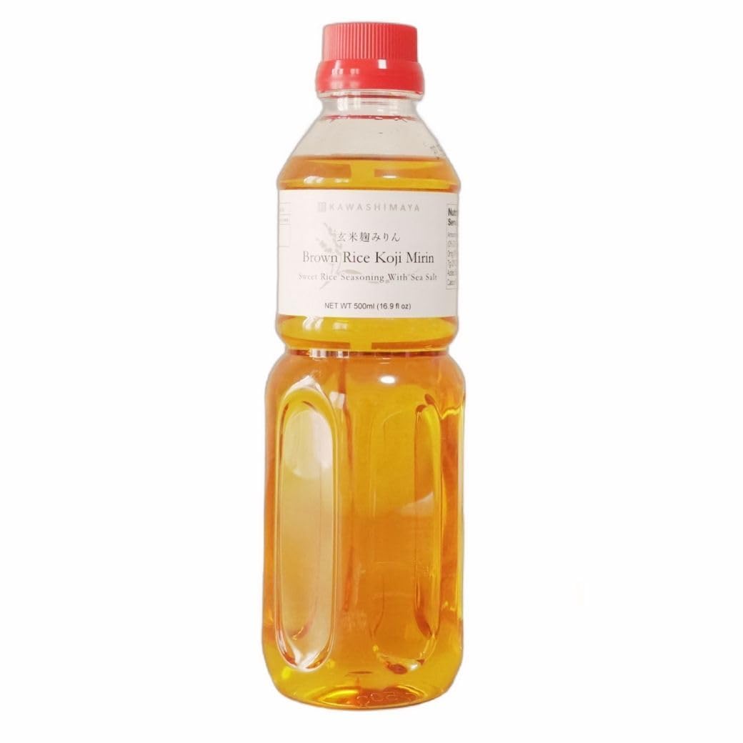 Kawashimaya Brown Rice Mirin Cooking Wine, Japanese Traditional Sweet Rice Seasoning, Made in Japan 16.9 fl oz (500ml)