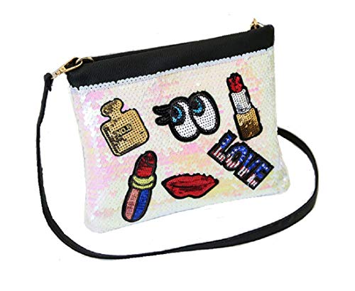 Image of MOCA Women's Stylish Trendy Elegant PU Sequins Mobile crossbody Clutch wallet Sling Shoulder Messenger bags for casual party evening ( Pinkish White )