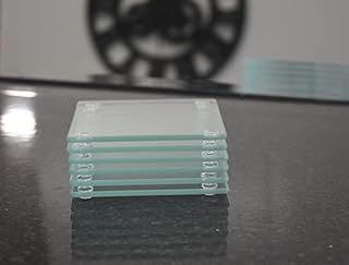 RnT Set Of 6 Clear Tempered Glass Coasters Square Shaped Heavy Duty Heat Resistant Premium Quality Office Desk Living Room Kitchen Home Kitchenware Household Essentials 10x10cm