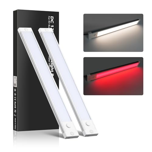 acegoo 12V Barre de Lumière 470lm Dimmable pour Camping-Car Voiture Camion Bateau Caravane Cabine, avec interrupteur et Veilleuse rouge 4,5W Éclairage...