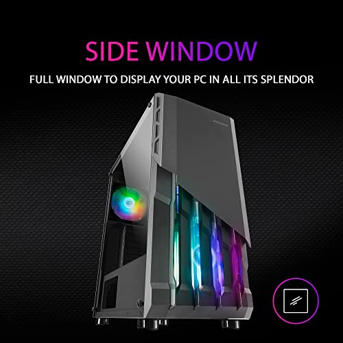Mars Gaming MC-X2 Zwart, PC Gaming ATX Geval, FRGB Stalen Front, 2 Fans 12cm FRGB, Volledig Zijraam - Afbeelding 6