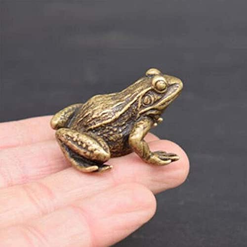 Antiqued Brass Mini Textured Frog Paperweight, Archaize Brass Animal Figurines Collection, Miniature Feng Shui Amulets, For Home Living Room Decor Gift #TOP1