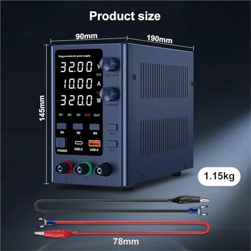 Alimentation à découpage de laboratoire réglable avec ports USB-A et Type-C