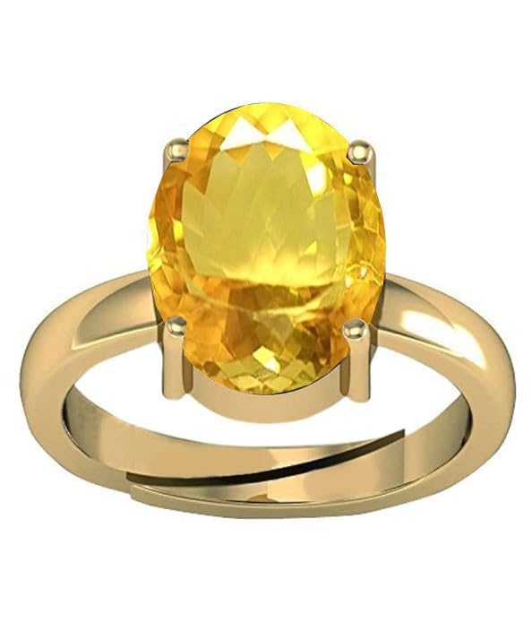 DUGU GEMD 13.25 Ratti Citrine Ring Sunela Certified Natural Original Oval Cut Precious Gemstone Citrine Gold Plated Adjustable Ring-image-15