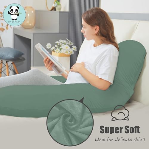 HIPHOP PANDA U-Shaped Pregnancy Pillow for Sleeping - Full Body Maternity Support Pillow with Cooling Removable Cover - Comfort for Back, HIPS, Legs, Belly - 57 Inch for Pregnant Women, Green