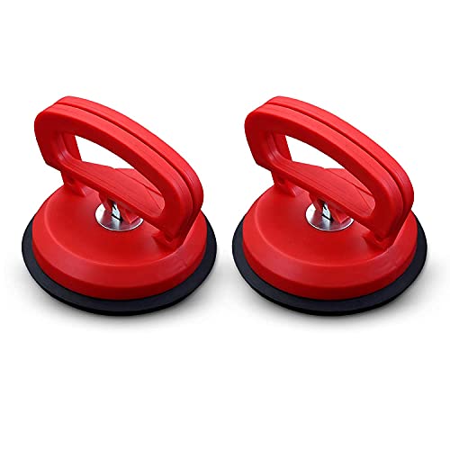 Klein Saugheber - 2 Stück Heavy Duty Saugheber Saugnapfheber Auto Dellen, Auto Dellen Dent Saugnapf Abzieher für Den Transport Von Glas Fliesen Autobeulen Reparieren (Rot, D60mm) Cover