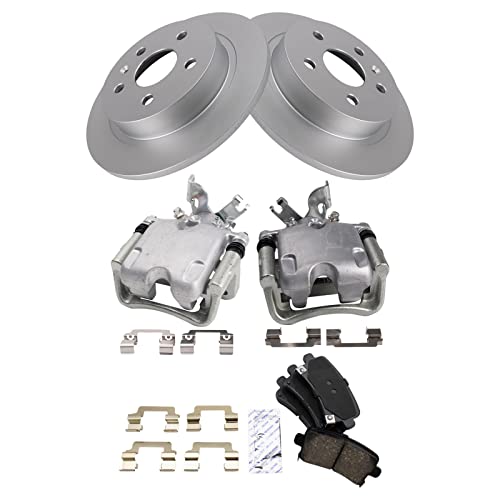 Image of TRQ Rear Brake Pad and Rotor Set Ceramic Solid Rotors Calipers | For 2013-2016 Buick LaCrosse 2011-2016 Regal 2013 Chevrolet Malibu