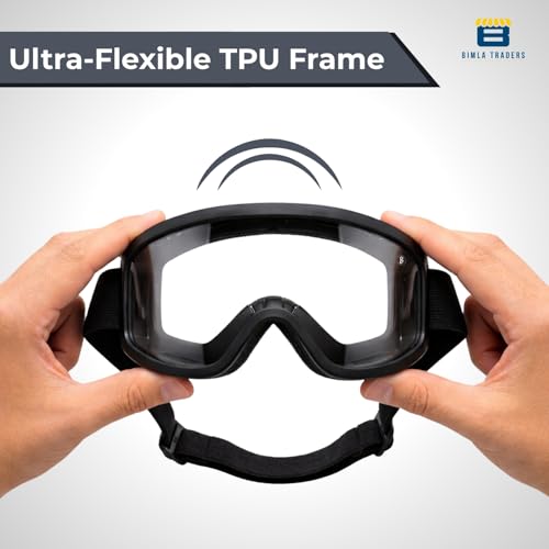 Image of Premium Adult Motocross Dirt Bike Racing, Cycling Goggles - Transparent Lens, Adjustable Strap with Extra Back Padding for Comfort