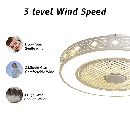 Lyniceshop Enclosed Ceiling Fan With Light, 22 Inch Semi Flush Mount Ceiling Fans With Remote Control - 3 Adjustable Light Color And 3 Gear Wind Speed, Led Ceiling Fan For Bedroom Living Room Kitchen #TOP2