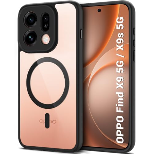 Image of TheGiftKart Hybrid Shockproof Back Cover Case for Oppo Find X9 5G / X9s 5G Compatible with MagSafe | Camera Protection Module | Hard Back Cover Case (PC & TPU, Transparent Clear Back, Black Sides)