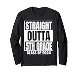 Photo Gallery t-shirt straight outta 5th grade back to school class of 2024 maglia a manica Photo Gallery t-shirt straight outta 5th grade back to school class of 2024 maglia a manica