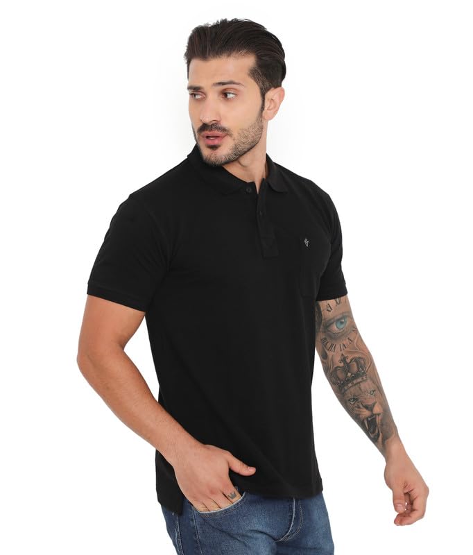 Image of VIP Cotton Rich Fabric Pique Knit Polo Collar T-Shirt Combo Set for Mens with Pockets