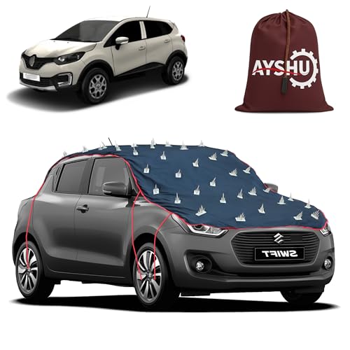 Image of AYSHU Water-Resistant Spike Car Cover for Renault Captur - Protects from Dogs, Monkeys, Dust, Sunlight & UV - Full Roof Universal Fit